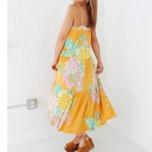 Z Supply Laila Floral Maxi Dress Yellow Flowy Comfy Dressy Casual